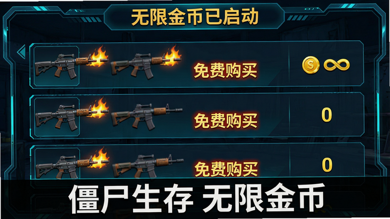 主体:游戏内武器商店界面,展示各种枪械标注