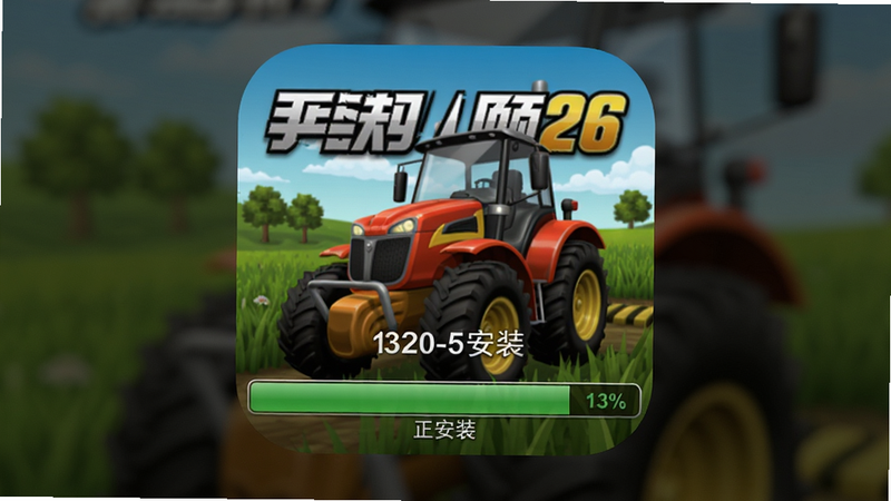 模拟农场26手机版安装步骤截图,手机屏幕上显示“正在安装”进度条,背景是游戏图标,布局居中,风格简洁,细节包括安装百分比数字,画质高清。