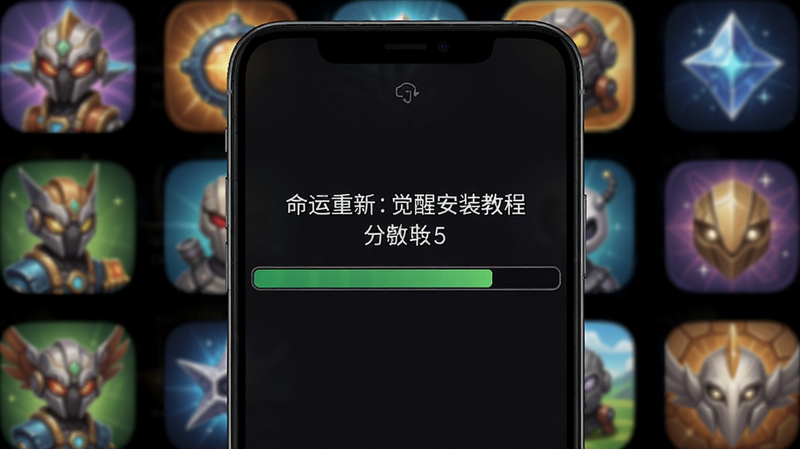 命运:重新觉醒安装教程截图,手机屏幕上显示安装进度条,背景是游戏图标,清晰易懂,干净无多余元素