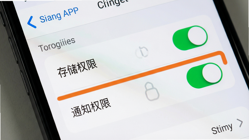 手机屏幕显示贴贴APP设置页面,重点标注“存储权限”“通知权限”开启开关,布局清晰,风格系统原生,画质高清,干净无多余元素