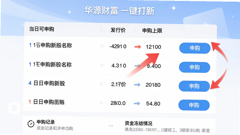 ͼƬ����Ϊ��Դ�Ƹ���һ�����¡����ܽ��棬�б�չʾ���տ��깺�¹����ơ����мۡ��깺���ޣ�ÿ����Ŀ�Ҳ��С��깺����ť���ײ���ʾ�깺��¼���ʽ𶳽���������ֹ�����������£�ϸ�ڰ�����ɫ��ͷ��ע�����ʸɾ�