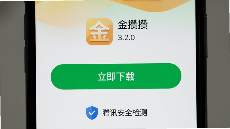 �ֻ���Ļ����ʾ����������ҳ�棬�����С��������ء���ɫ��ť���Ϸ��н�����logo�͡�3.2.0���汾�ţ�����Ϊ����ɫ���ײ��а�ȫ��֤��־�硰��Ѷ��ȫ��⡱�����־��У����ٷ���࣬�����������ġ����ʸ��壬�޶���Ԫ�ء�