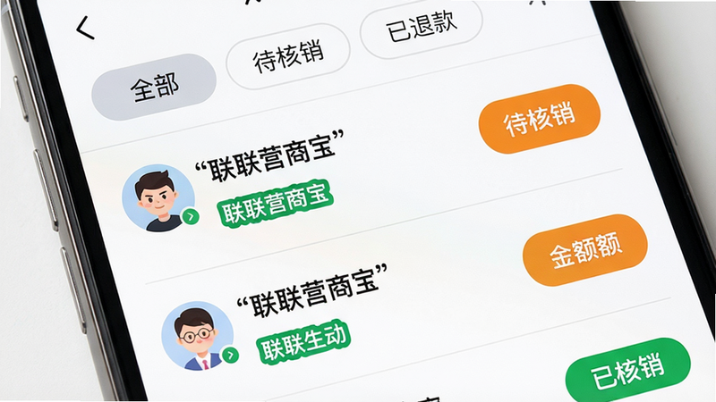 ���壺�ֻ���Ļ��ʾ�����б�ҳ�棬������ɸѡ��ǩ��ȫ�������������������˿��ÿ��������ʾ�û�ͷ����Ʒ��������״̬��ť�����֣��б����ϵ������У�������ɫ�����UI�����ͼ���������ࣻϸ�ڣ���������ǳɫ�ָ��ߣ�״̬��ǩ����ɫ���֣���ɫ�Ѻ�������ɫ�������������ʣ�����ɾ����޶���Ԫ�أ����ּ����š�����Ӫ�̱���Ԥ��ͼ