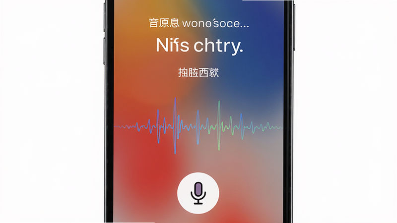 主体:手机语音控制界面,布局:麦克风图标在底部,上方显示语音识别文字和反馈,排版:全屏沉浸式,风格:渐变背景,细节:语音波纹动画效果,画质:高清,干净