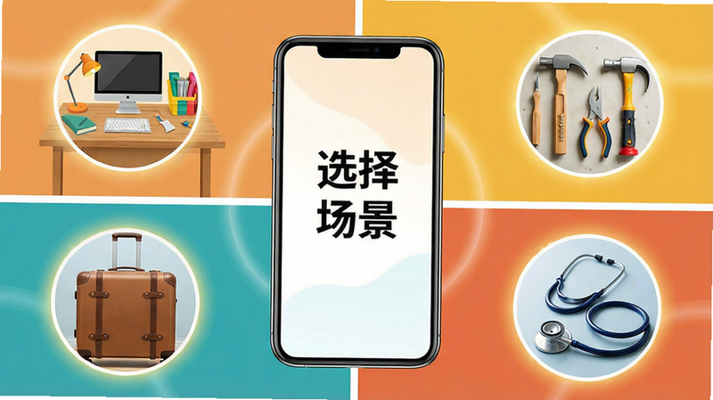 ���壺���Ų�ͬ����ͼƬ��������װ�޹��ߡ������䡢�������������ֻ���Ļ���ֻ���ʾ��ѡ�����ѳ��������档���֣��ֻ����У�����ͼ����ȷֲ����Ľǡ��Ű棺Բ�����У�ɫ�ʷḻ��ͳһ����������������ܰ��ϸ�ڣ�ÿ��ͼ����΢���Σ����ʣ����壬�ɾ����޶���Ԫ��