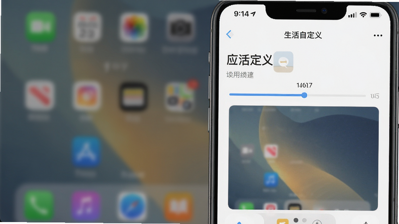 一张手机截图,显示“生活自定义”应用正在应用壁纸的进度条界面,背景是模糊的壁纸预览,画质清晰,风格简洁。