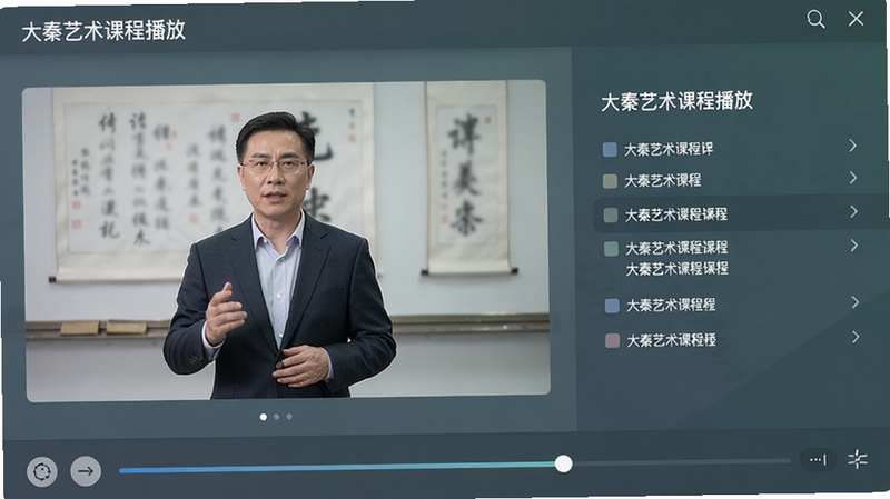'���������γ̲��Ž��棬�����ʾ���ڽ�����Ƶ���Ҳ�Ϊ�γ̴�٣��·��б��ٰ�ť�ͽ�����������������������רҵ��ɫ����ͣ����ʸ��塣'