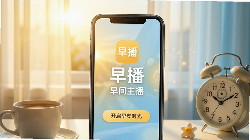 主体:早播App启动界面,手机屏幕显示