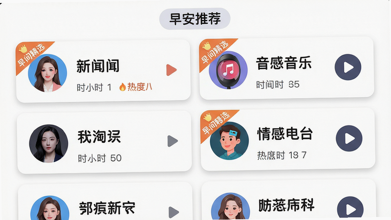 主体:早播App内容推荐页面截图,顶部有