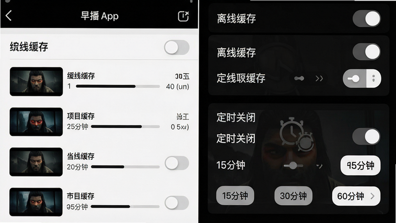 主体:早播App设置页面,显示