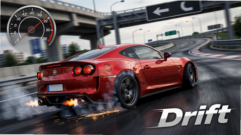 ���壺һ����ɫ�ܳ������������Ư�ƶ����������������������֣���������45�Ƚǣ������ǳ��и߼��ţ�ǰ�������ָʾ�ơ��Ű棺�������Ͻ���ʾ�ٶȱ��̣����½��С�Drift����Ч���֡���񣺶�̬ץ�ķ���˶�ģ��ǿ�ң������ٶȸС�ϸ�ڣ���̥�����Ħ���Ļ𻨡�������Ӱ�����������ܻ��档���ʣ���дʵ���ɾ��޶���Ԫ�ء�