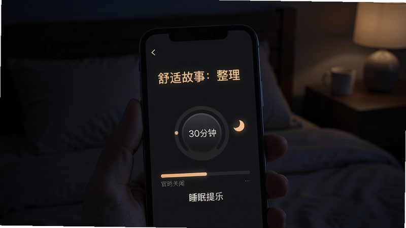 黑暗卧室中,手机屏幕显示