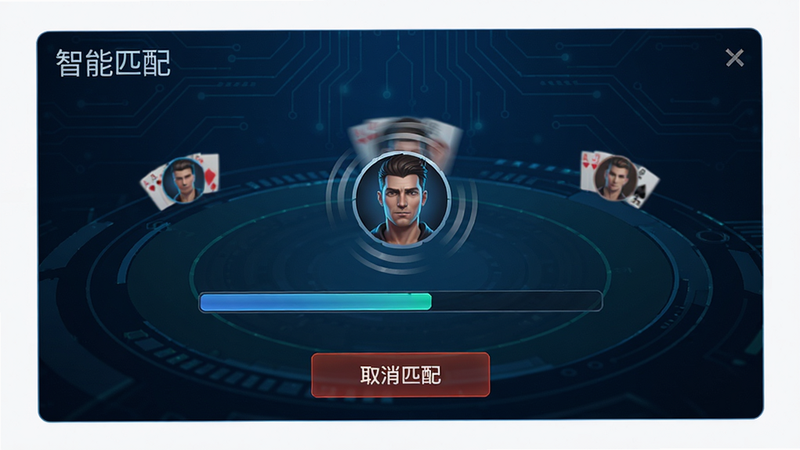 �������˵����˿�ƥ����棬��ʾƥ������������ͷ����ת���ײ��С�ȡ��ƥ�䡱��ť�������Ƽ��У���ɫ�����������������֡�����ƥ�䡱���Ͻǣ��ɾ��޶���Ԫ��