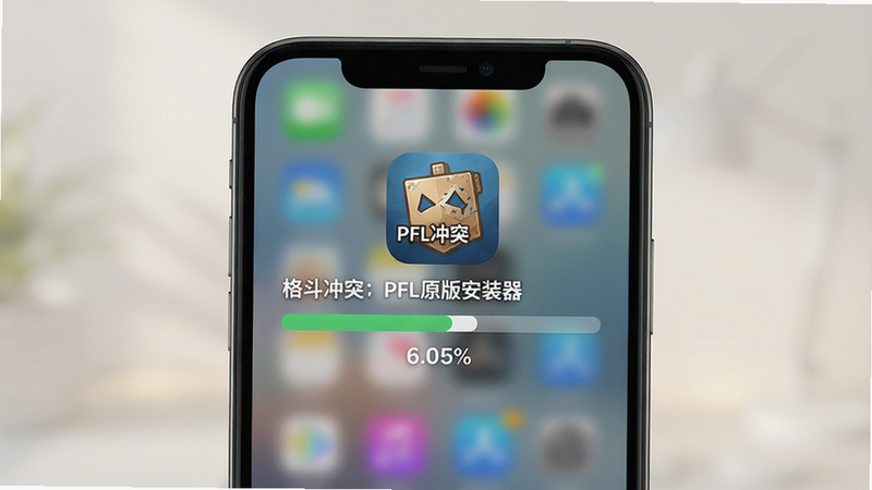 手机屏幕显示安装进度条,界面简洁,只有