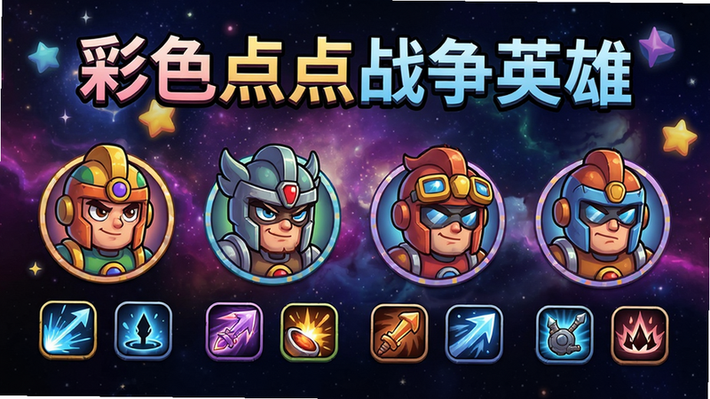 ���壺��ɫ���ս��Ӣ��ѡ����棬չʾ�����ͨӢ��ͷ��ÿ��Ӣ���·��м���ͼ�꣬����Ϊ�ǿշ��ɫ�ʷḻ�����廭�ʣ��������룬���֡���ɫ���ս��Ӣ�ۡ���