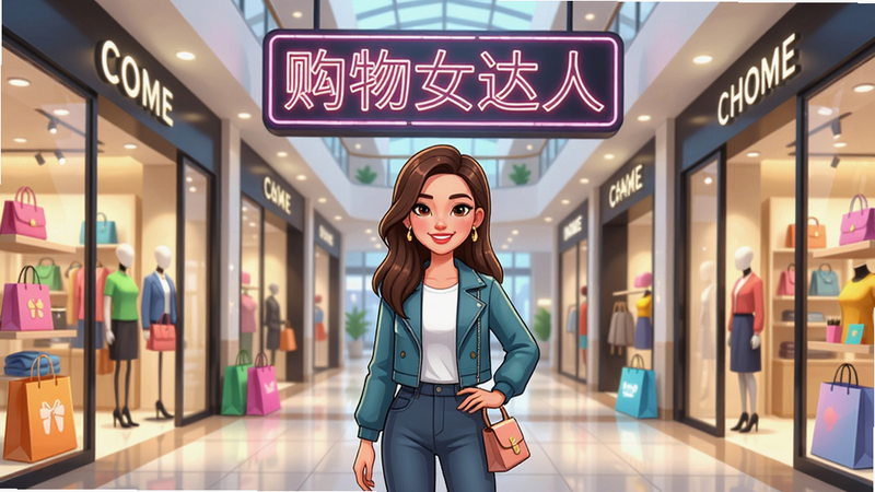 ��������һλ����ʱ�е�����Ů��վ�ں����������ĵ���ͥ������������������Ʒ�Ƶ��̳������Ϸ�������д�С�����Ů���ˡ��������޺���ơ����ֲ��öԳƹ�ͼ���Ű�ͻ�����������ƣ����Ϊ�������µĿ�ͨдʵ��ϸ�ڰ������ֲ�ɫ��Ʒ��������͵ƹⷴ�䣬���ʸ���ϸ�壬����ɾ��޶���Ԫ�ء�