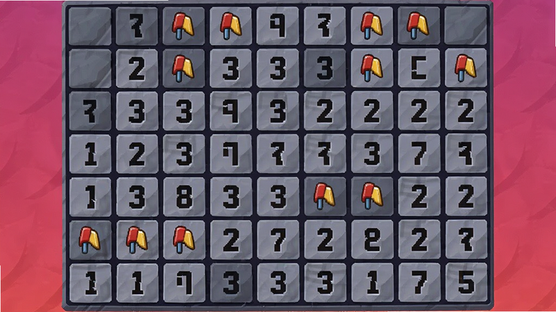 Minesweeper Plus 游戏画面,显示经典扫雷网格,数字标记清晰,旗帜图标醒目,布局规整,风格卡通,色彩鲜艳,画质细腻,背景纯色