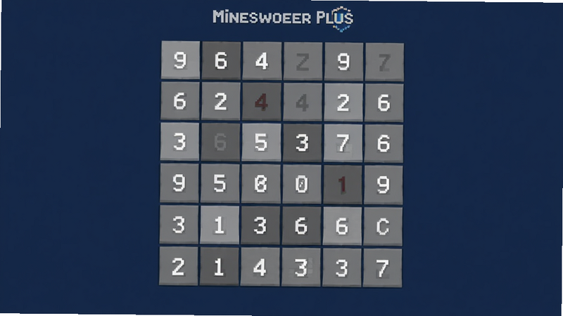 Minesweeper Plus 扫雷游戏主界面,经典9x9网格布局,部分格子已翻开显示数字,未翻开的格子呈灰色,背景为深蓝色,界面简洁清晰,风格现代,高画质,干净无多余元素