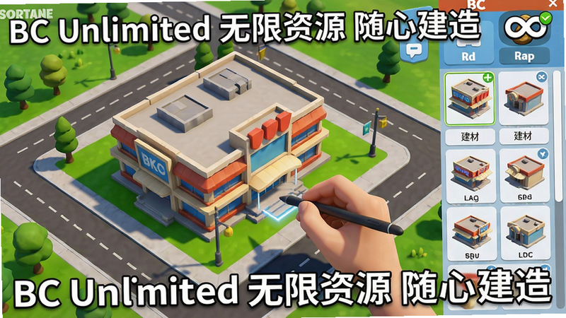 ���壺��Ϸ�ڽ�����棬һ��������ô��ر���קһ�������̳��������յ��ϣ���Χ���е�·����ľ��������ʾ��Դ����ͼ�꣨�ޣ����������Ͻǡ����֣��븩���ӽǣ�����ģ�;�ϸ���Ҳ�����г�������ѽ������ࡣ�Ű棺ɫ�����ޣ�������Ӱ��ͣ�UI��࣬������죬�����������޶���Ԫ�أ�ͼƬ����ʾ���֡�BC Unlimited ������Դ ���Ľ��족��