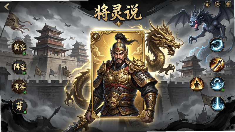 ���壺����˵��Ϸ�����棬���֣�����չʾһ�Ž�ɫ�佫���ƣ�����Ϊ�����ǳ�����ħ��Ӱ���Ű棺�������ҷֱ������ݺͼ���ͼ�꣬��񣺹��������ˮī��ϣ�ϸ�ڣ��佫��������������������������Ч�����ʣ�����ϸ�壬�ɾ��޶���Ԫ�أ����֣�������˵��λ�ڶ�������