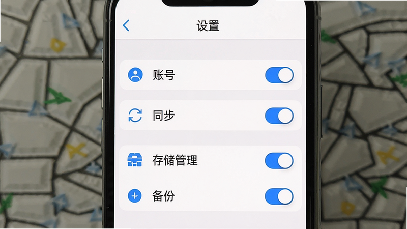 һ������App�����ý����ͼ������Ϊ�ֻ���Ļ����ʾ�����á�ҳ�棬�������˺š�����ͬ���������洢�������������ݡ���ѡ������б���ʽ�������з��ذ�ť��ÿ��ѡ���ͼ��Ϳ��ء�����࣬��ɫ��������ɫ�����������������޶���Ԫ��