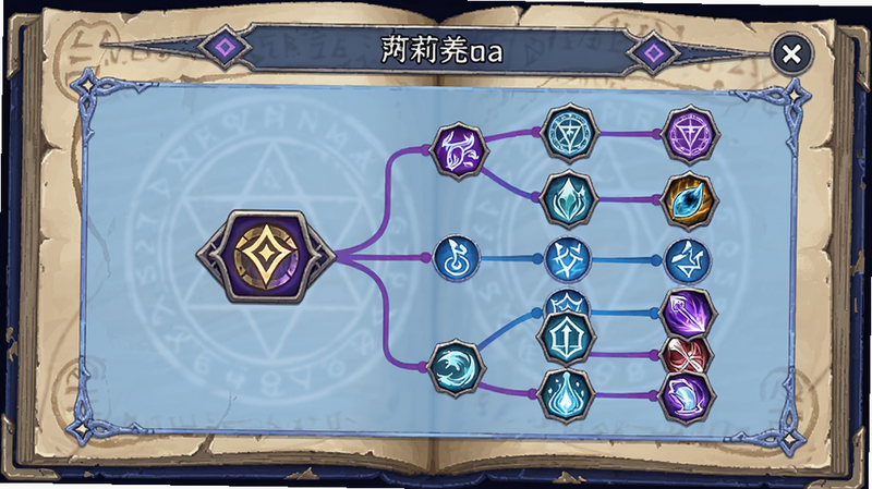 角色养成界面,显示阿莉艾娜的等级和技能树,背景是魔法书页面,图标为各类魔法符号,界面简洁,日式风格,配色以蓝紫为主,文字清晰,高清画质