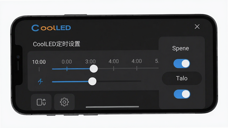 CoolLED��ʱ���ý��棬��ʾʱ����ͳ���ѡ��ֻ�UI��ƣ��������������Ϊ�ֻ���Ļ�����ֹ���������ƽ��ϸ���л������Ϳ��أ����ʸɾ�