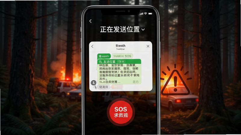 ������λSOS��Ƚ��棬�ֻ����ֺ�ɫ������ť���Ϸ���ʾ�����ڷ���λ�á�������Ϊɭ�ֽ������������ʾ�ԣ����־���ͻ����ϸ�ڰ�������Ԥ���򣬻��ʸɾ���