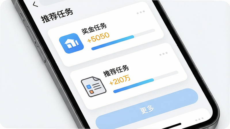 һ��չʾ���������Ƽ����ܵ��ֻ����棬����Ϊ�ֻ���Ļ����������ʾ���Ƽ������б���ÿ����Ƭ��������ͼ�ꡢ���⡢������ͽ��������б��·��С����ࡱ��ť����������������ʸ��壬�ɾ��޶���Ԫ�ء�