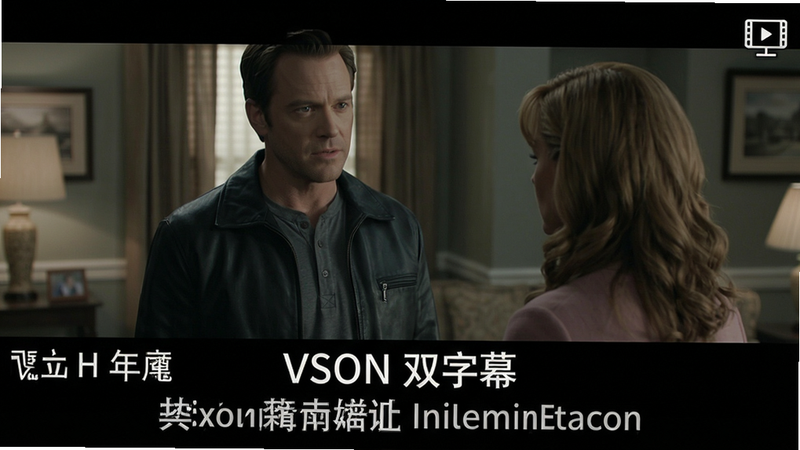 主体:VSON播放器播放美剧画面,屏幕下方显示双行字幕(中文和英文)。布局:画面居中,字幕位于底部黑色区域,字体清晰可读。排版:字幕采用白色字体加黑色描边,两行之间间距适当。风格:影视剧截图风格。细节:字幕开头标注“VSON 双字幕”,右上角有字幕设置图标。画质:高清,无多余元素。