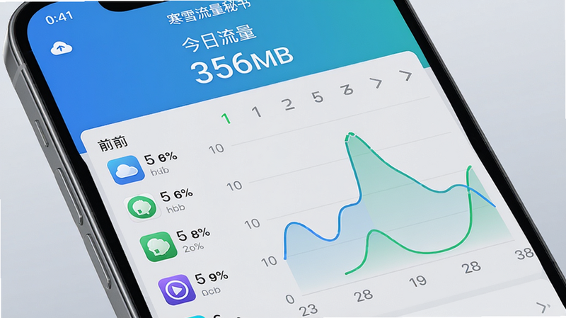 �ֻ���Ļ��ʾʵʱ������ؽ��棬�����С��������� 356MB����ֵ���·�Ϊƽ������ͼ��ʾÿСʱ��������������г���������ǰ���Ӧ��ͼ����ٷֱȡ���ɫ������Ϊ��������ǳ�ң�������רҵ����������ϸ�塣ͼƬ�пɼ�����ѩ�������顱������