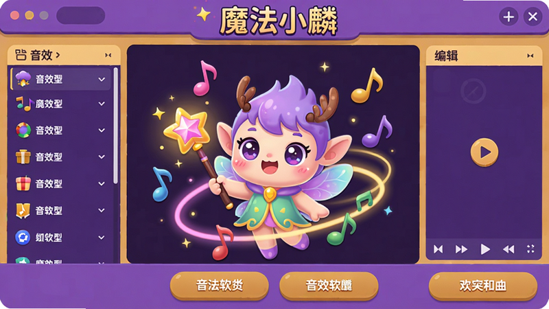 ���壺ħ��С������������չʾ��������һ����ͨС���������ֳ�ħ��������Χ�����������Ͳ�ɫ�⻷�����֣������Ϊ�������������м�Ԥ�������ײ����ܰ�ť���Ű棺����б���ʾ��Ч���࣬�Ҳ�Ϊ�༭���򡣷�񣺱�ƽ����ͨ���ɫ��������ů������ɫ�ͽ�ɫΪ��ɫ����ϸ�ڣ�С�������ɰ���ħ������˷����ǹ⣬����������С����ʣ����壬�ɾ����޶���Ԫ�ء�ͼƬ������Ϊ