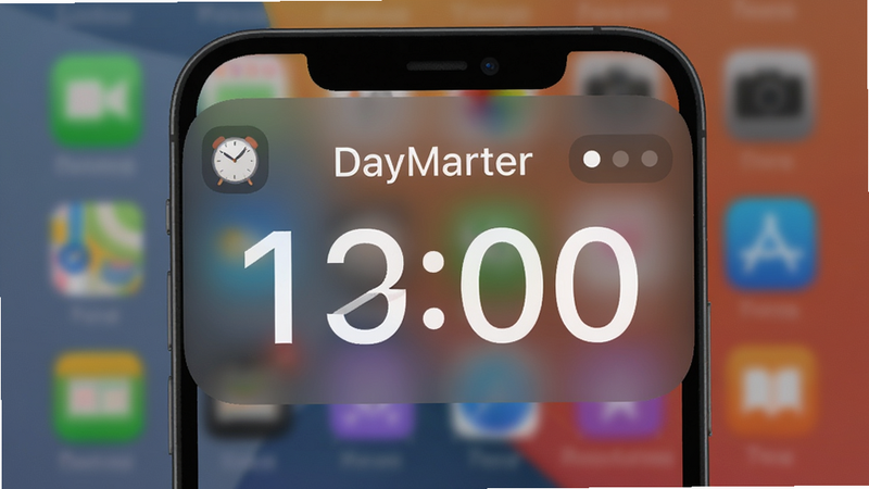 倒计时DayMarter桌面小部件预览,主体为手机桌面上的倒计时小组件,布局居中,显示事件名称和倒计时数字,风格简洁,细节包括透明背景和圆角设计,画质高清,干净无多余元素