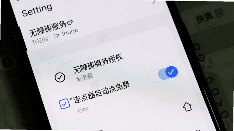 手机屏幕上显示无障碍服务授权界面,勾选了