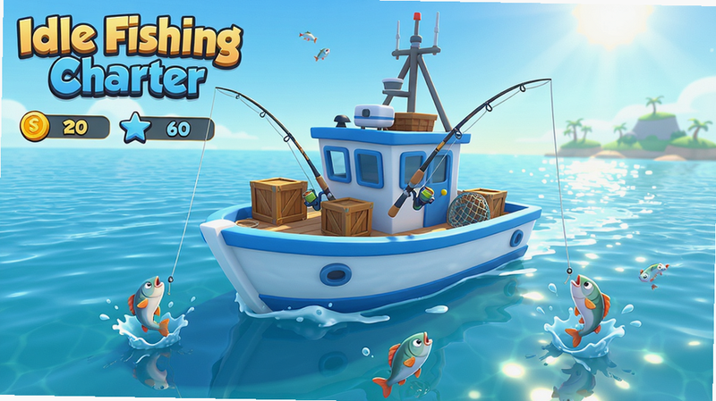 ����:Idle Fishing Charter��Ϸ������, һ�����������洬���������ĵĺ�������ʻ, �����е�����Զ�����, ��Ⱥ��Ծ, ˮ�沨�����ԡ�����:���й�ͼ, ���ڻ�������, Զ���е���͵�ƽ�ߡ��Ű�:���Ͻ���ʾ��Ϸ���ơ�Idle Fishing Charter��������, �·��н�Һ͵ȼ�UI�����:��ͨ��Ⱦ, ɫ������, ���Ͷ����С�ϸ��:������ˮ, ˮ���ɽ�, �װ��϶���ľ�������������:��������, �ɾ���ˬ, �޶���Ԫ��