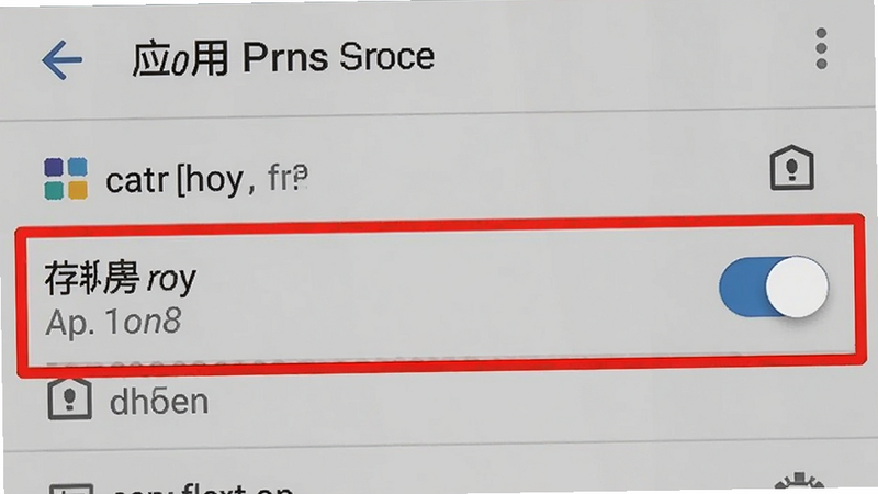 手机设置界面显示应用权限管理,高亮标注存储权限开关,周围用红色边框突出,背景为安卓系统设置页面,风格真实截图感,画质高清