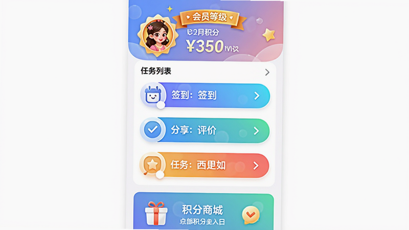 ���壺��֮��APP��Ա����ҳ�棬���֣�������Ա�ȼ�ͷ�κͻ������֣��в������б���ǩ�������������ۣ����ײ������̳���ڣ��Ű棺��ֱ��ʽ������������ã�ϸ�ڣ�����ť�ý�����ɫ�����ʣ��ɾ��޶���Ԫ��