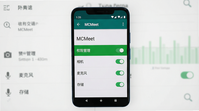 ���壺һ����׿�ֻ���Ļ��ʾMCMeet���ý��棬���С�Ȩ�޹�������Ŀ�������·��С������������˷硱�����洢���������ض����ڿ���״̬�����֣��ֻ����У�����Ϊ�ֻ�ϵͳ����ҳ�棻�Ű棺�����кţ�����Ϊ��ɫ�����дʵ��Ļ��ͼ��񣬸ɾ����ࣻ���ʣ����壬�޶���Ԫ��