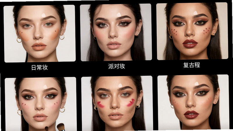 You Makeup��ױ���ģ��ѡ����棬���ж��ױ������ͼ�������ճ�ױ���ɶ�ױ������ױ�ȣ�ÿ������ͼ�·���ע���ƣ����沼������״�����ʱ�м�Լ�������������޶���Ԫ��