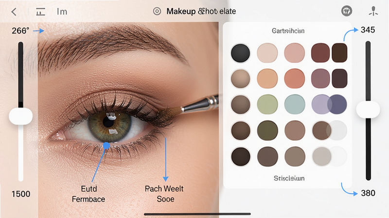 You Makeup�ֲ��༭���棬չʾ���۲�ױ�ݽ��о�ϸ���ڣ����һ�����������ӰŨ����ɫ��ѡ����ɫ������������ע���ؼ����ܣ����ɾ����࣬���ʸ��壬�޶���Ԫ��