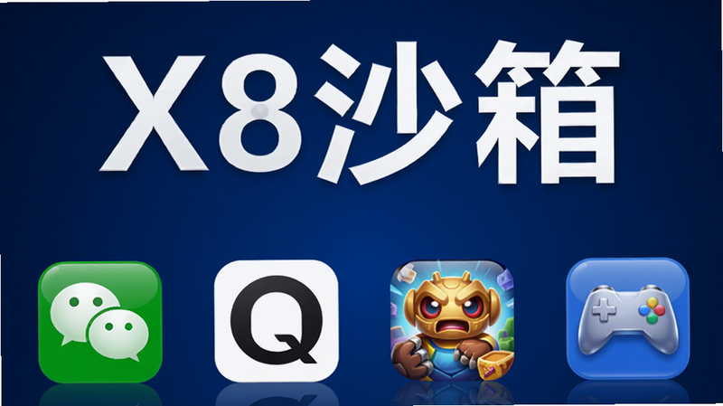 X8沙箱虚拟桌面界面,中央上方有