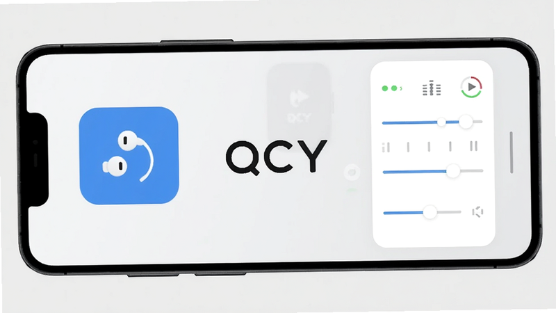 ����ΪQCY APP���棬����Ϊ�ֻ���Ļչʾ�����棬����ִ���ƽ��UI��ϸ�ڰ�������ͼ�ꡢ����״̬��������������壬���ʸ��壬�ɾ��޶���Ԫ�أ���Ļ������ʾ����