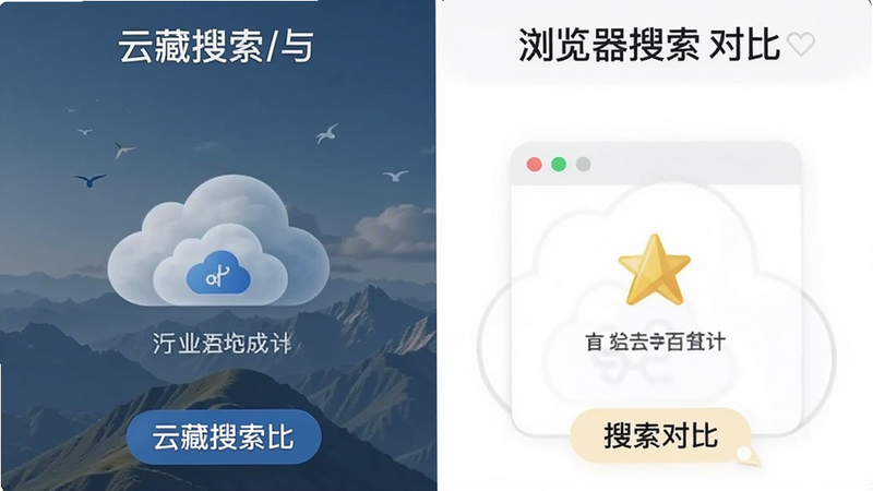 云藏搜索与浏览器搜索对比图
