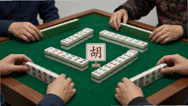 微壳字牌跑胡子对局场景,牌桌上有