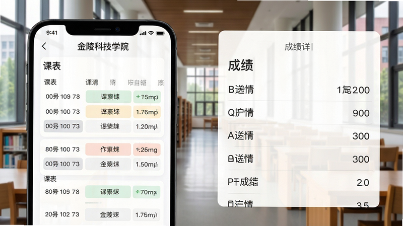 ����Ƽ�ѧԺAPP�ǻ۽�����棬�����ʾ�α��б����Ҳ���ʾ�ɼ����飬���沼������������ΪУ԰ͼ����ھ���������ִ�������ϸ�壬���ֱ�ע