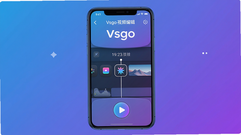 ���壺һ���ֻ���Ļ��ʾVsgo�����༭���棬����ʱ���ᡢ�˾�ͼ��Ͳ��Ű�ť�����֣����й�ͼ������Ϊ��������ɫ����������ִ���������΢����У�ϸ�ڣ��������ֱ�ע��Vsgo ��Ƶ�༭������ť���������ʣ�4K���壬�ɾ��޶���Ԫ��