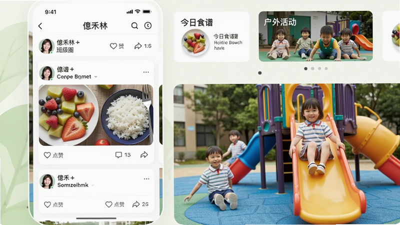 ���壺�ֻ��������棬��ʾ�����֡��༶Ȧҳ�棬�����С�����ʳ�ס���Ƭ�͡���������Ƭ�ֲ������֣�������ϵ�������Ϊ��ʦͷ��+��̬���ݡ��������۰�ť���Ű棺��Ƭʽ���֣�ÿ����̬֮���������С����������Ȼ��ͼƬռ�Ƚϴ�ϸ�ڣ�ʳ�׿�Ƭչʾˮ�����׷�ͼƬ�����Ƭ�к������ڻ����ݡ����ʣ����壬�ɾ�������