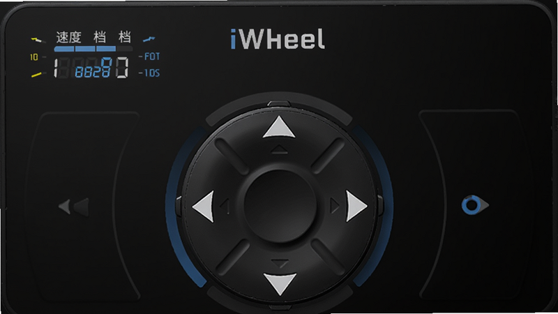 ���壺iWheelң�ؽ��棬���֣��°벿��ΪԲ������ҡ�ˣ����Ͻ���ʾ�ٶȵ�λ���Ű����ҶԳƣ������ɫ�������߶Աȶȣ�ϸ�ڣ�ҡ�����з����ͷ�����ʣ��߷ֱ��ʡ�