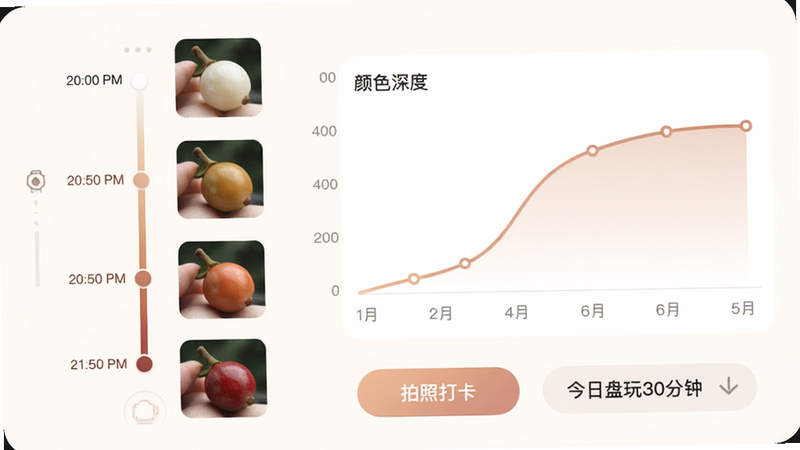 �����APP�����ռǽ��棬���������ʾʱ���ᣬÿ���ڵ�����С��Ƭ���ӷ��׵����󽥱䣬�Ҳ�������ͼ��ע����ɫ��ȡ����ײ��С����մ򿨡���ť�͡���������30���ӡ���ʾ�����岼�ָɾ�����ɫ��ͣ������������޶���Ԫ�ء�
