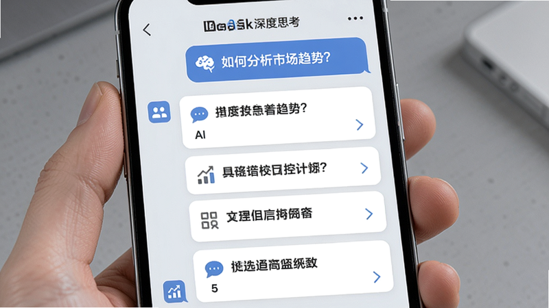 画面显示手机屏幕中一个多轮对话界面,用户说